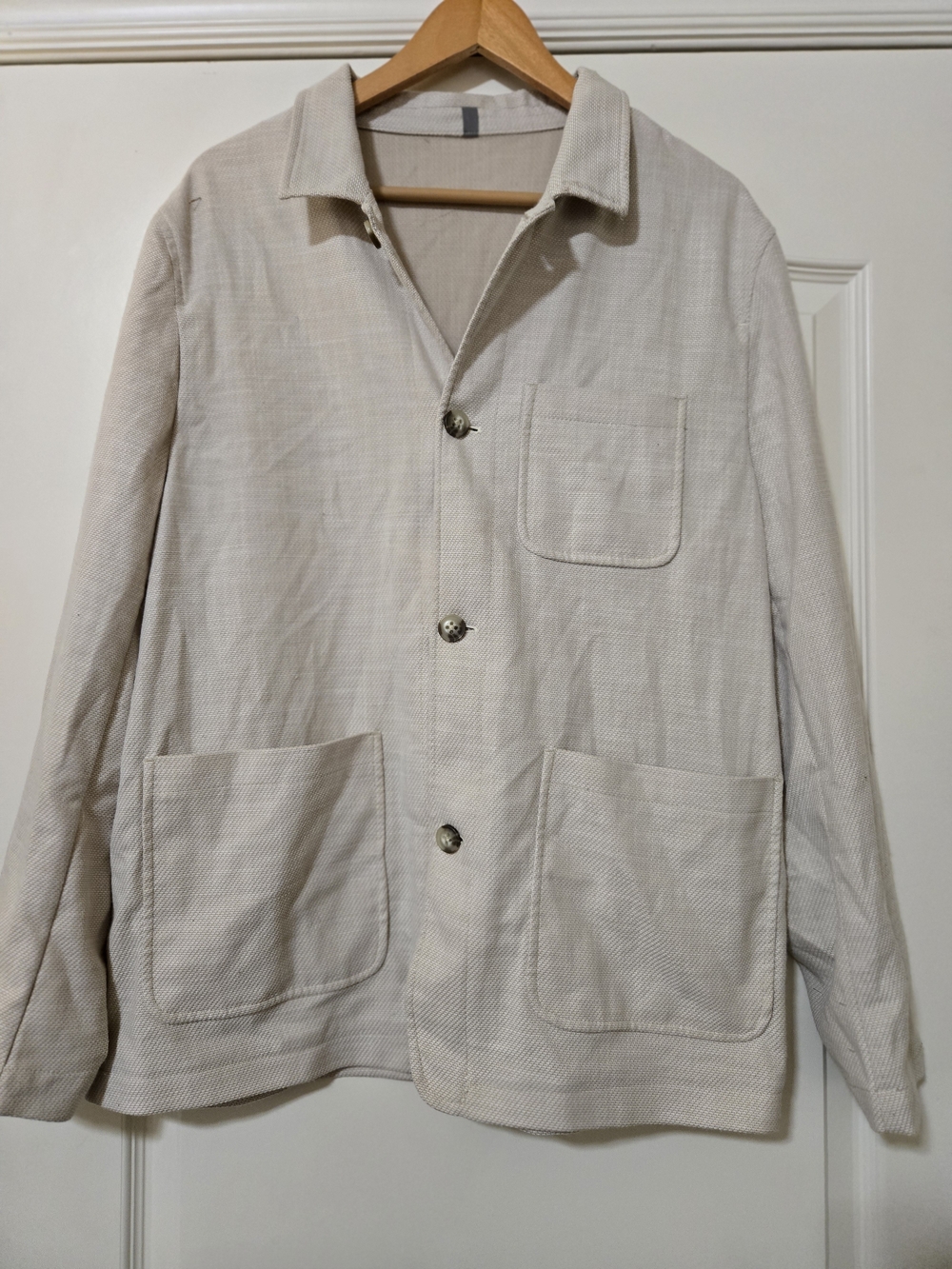 Michael Strahan Collection Men's Cream Lightweight Utility Shirt Jacket